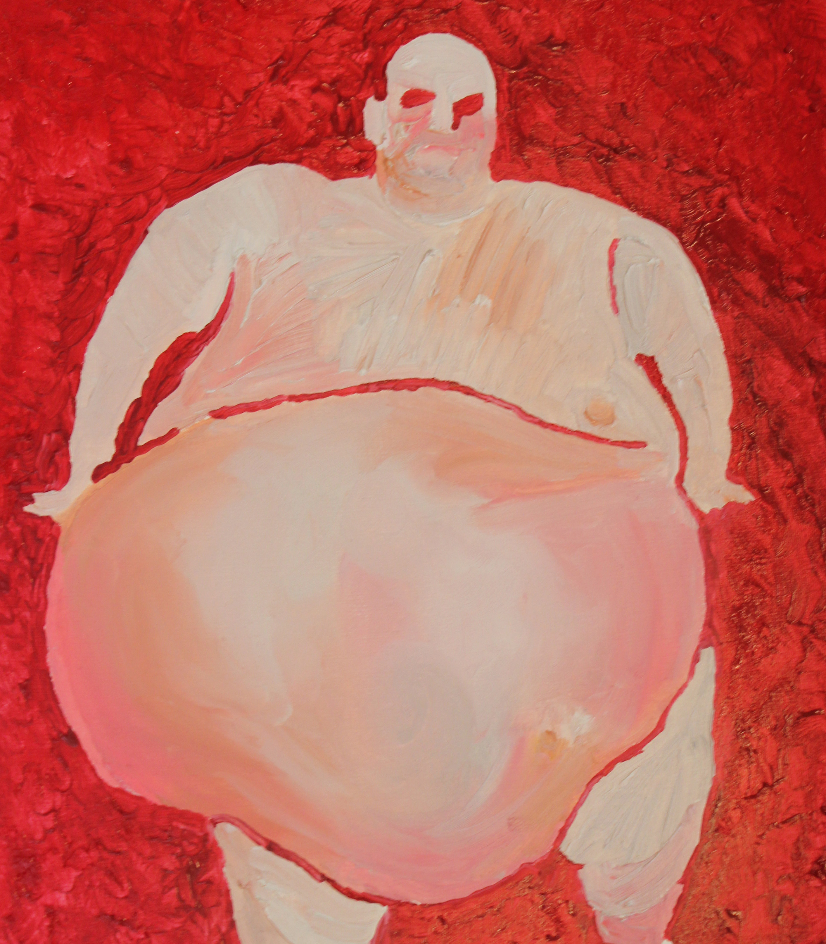 Fat, 2016 - Oil on paper  130 x 33 cm