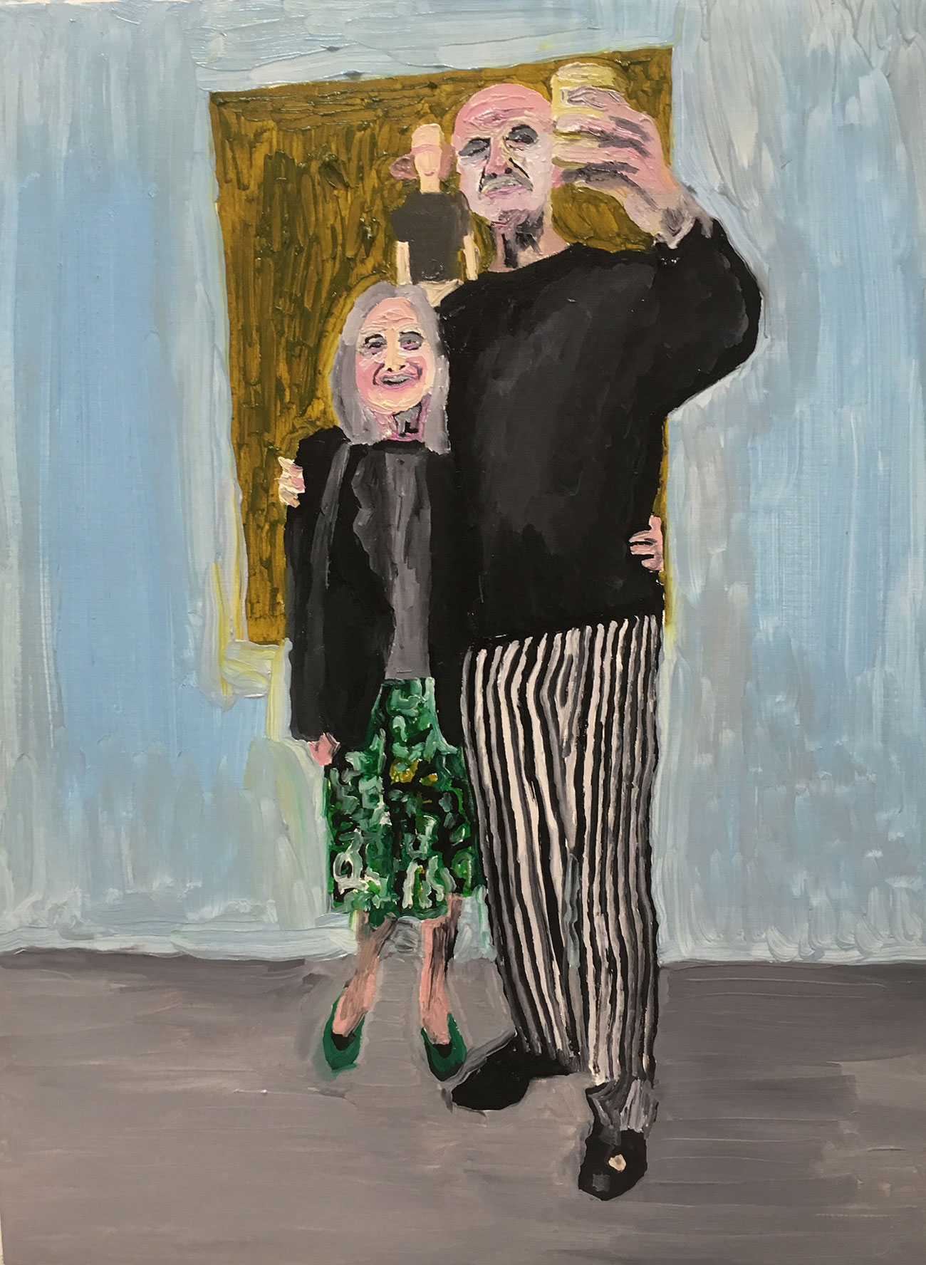 Alex Katz and his wife, 2017 - Oil on paper