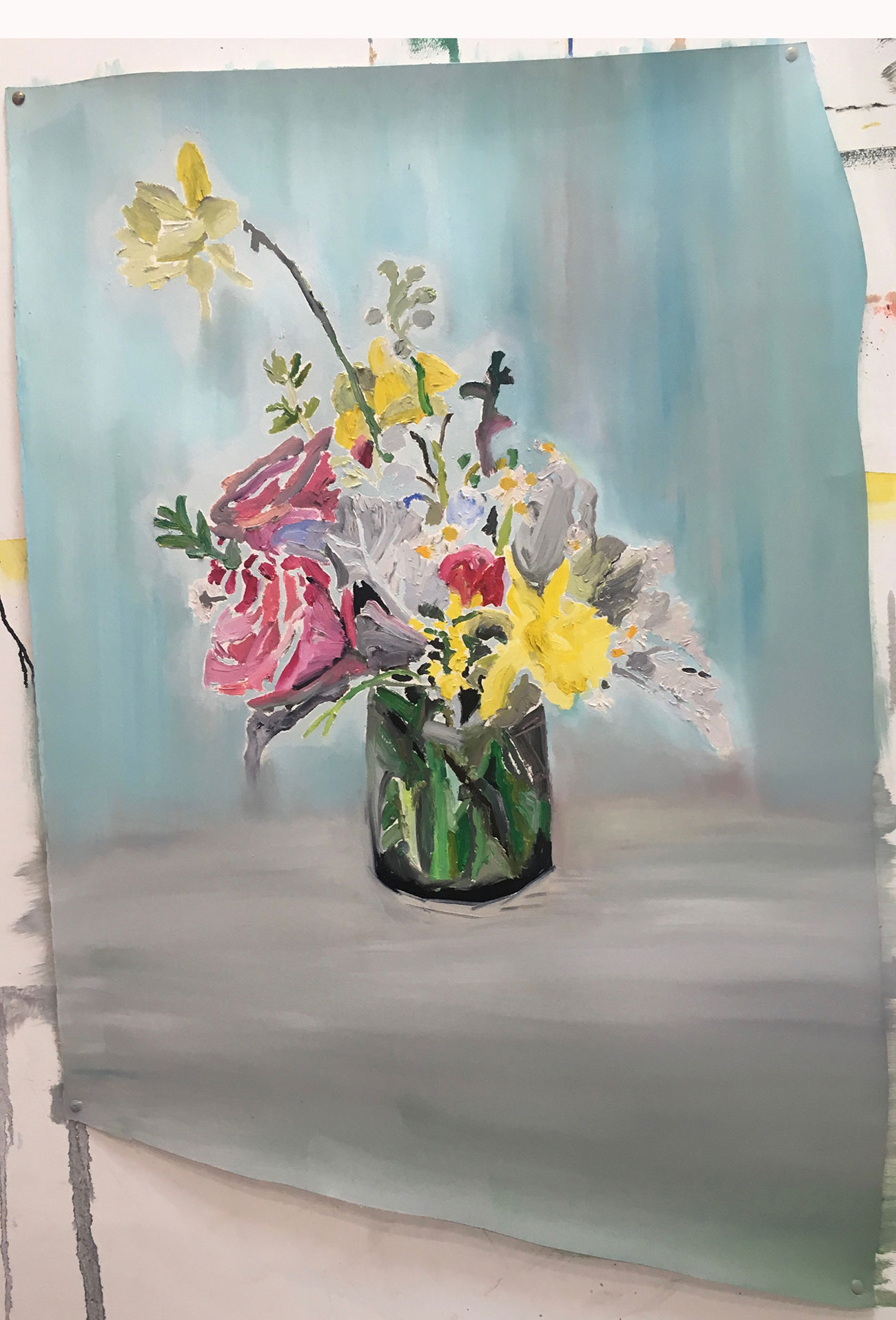 Flores azules, 2018 - Oil on paper 92 x 62 cm