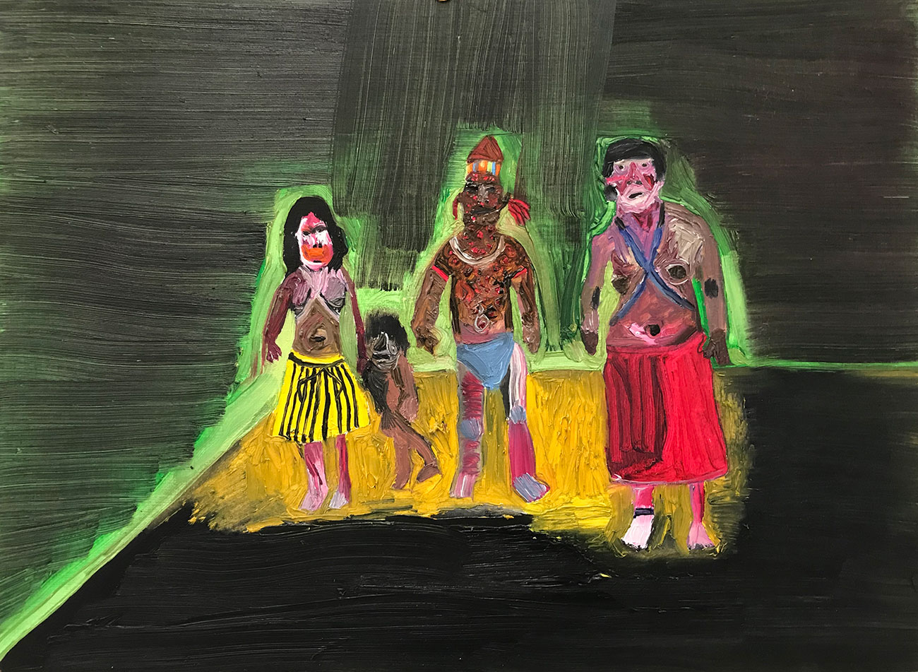 Indians from the Internet, 2019 - Oil on paper 30 x 39.5 cm