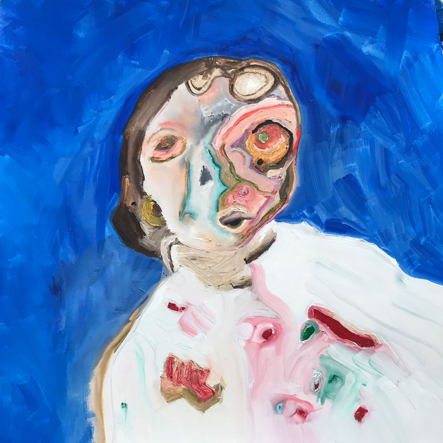 Self Portrait During Corona, 2020 - Oil on canvas paper 51 x 53 cm