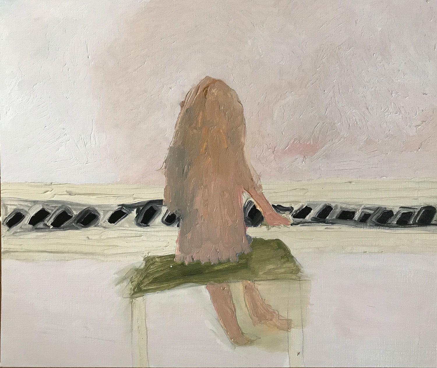 Clara at Piano, 2020 - Oil on paper 38 x 46 cm