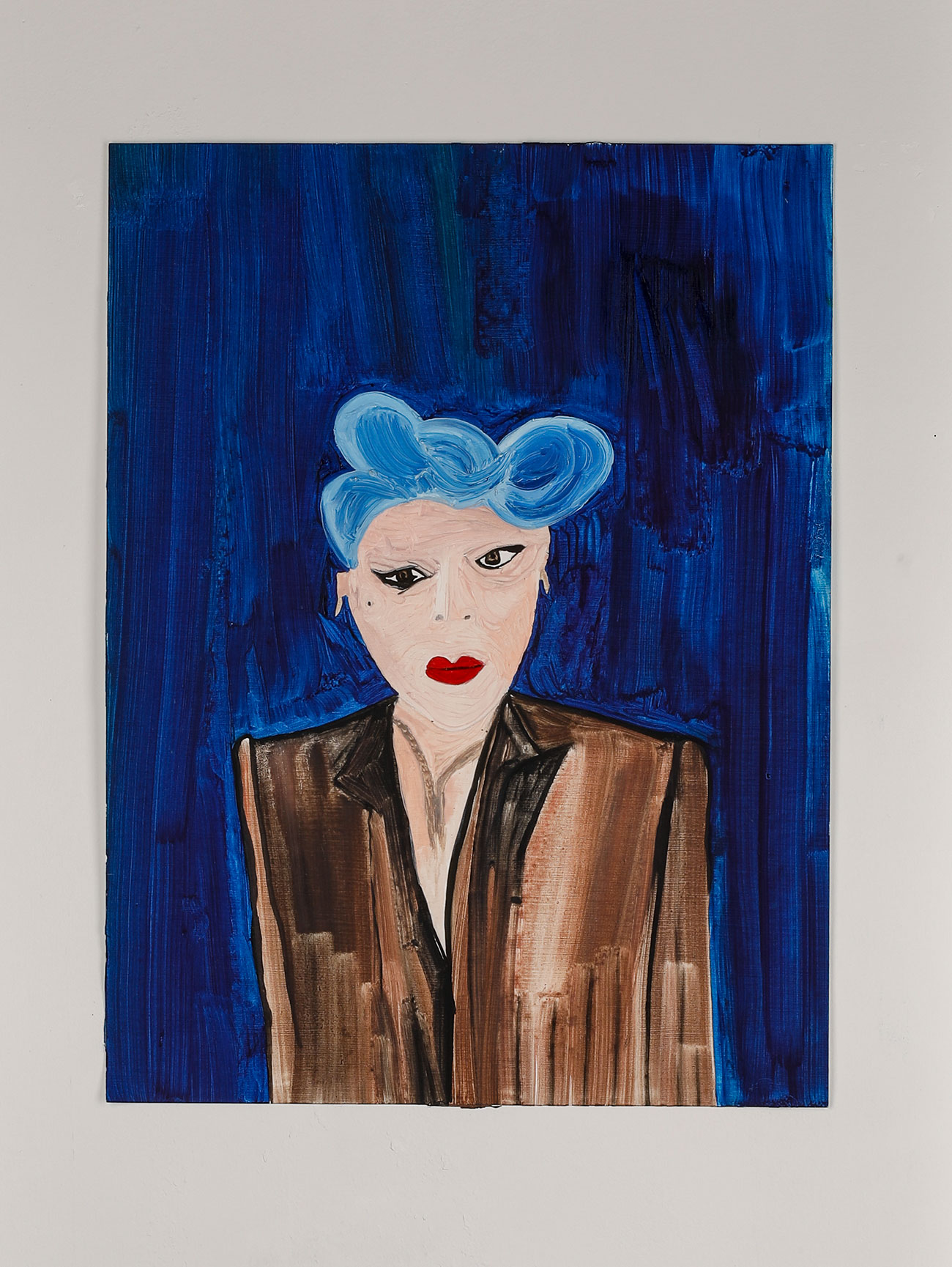La dame bleu (d'après Patty), 2019 - Oil on paper 47.5 x 36 cm