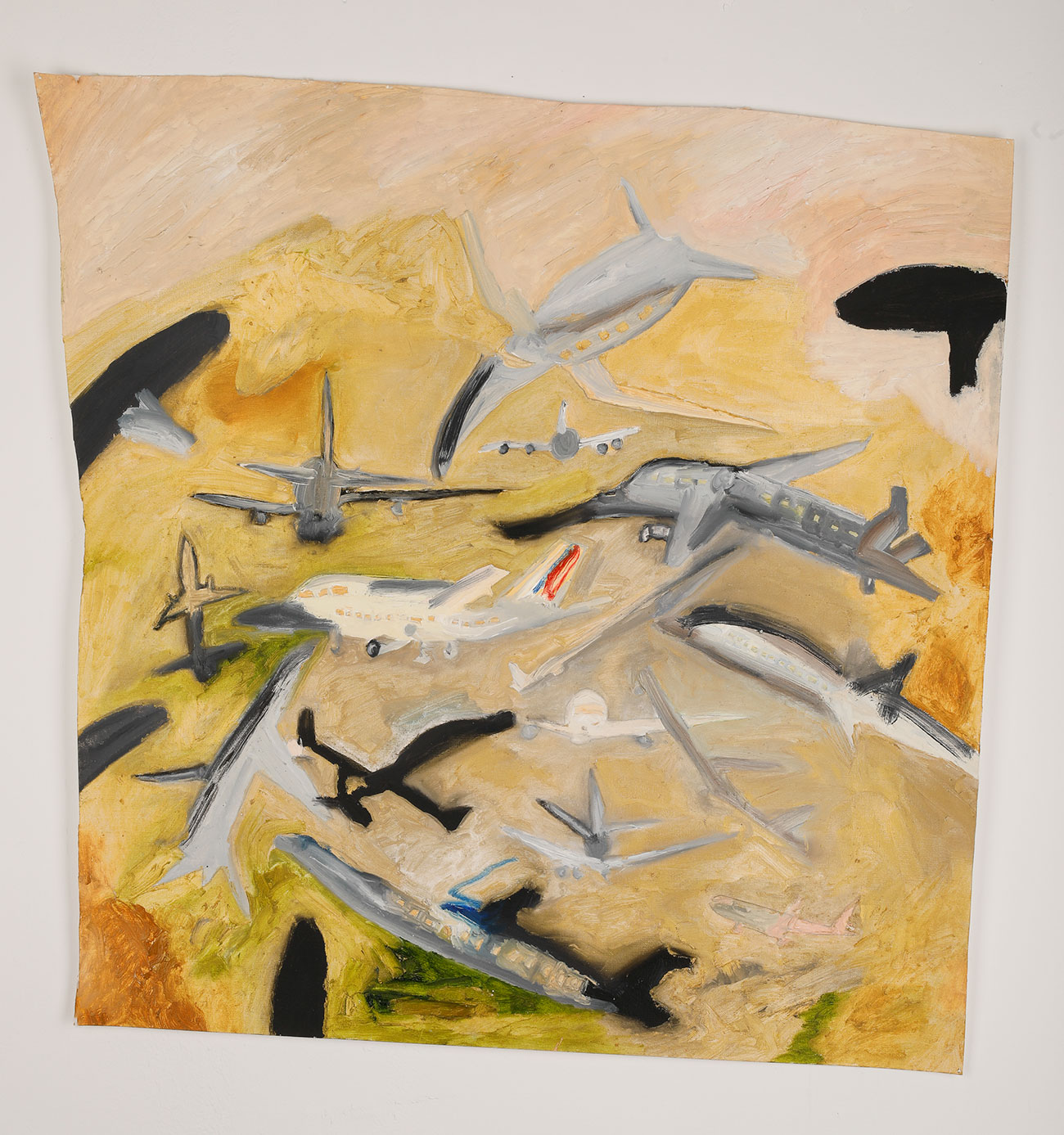 Phantom Planes (Belugas), 2020 - Oil on paper 52,5 x 53 cm